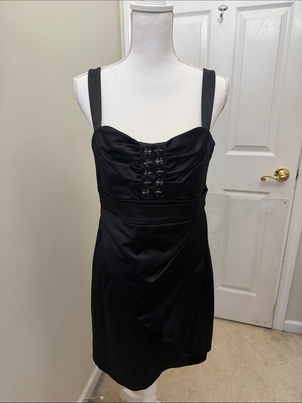 BCBG Black Satin Sleeveless Cocktail Dress